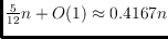 $\frac{5}{12}n + O(1) \approx
0.4167n$